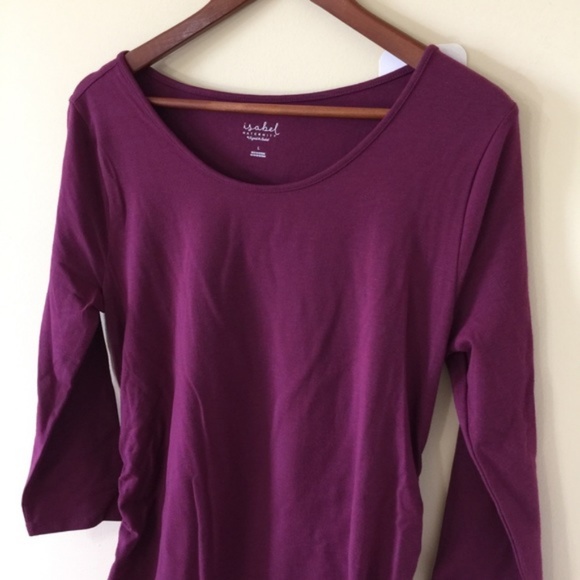 Isabel Maternity Purple 3/4 Sleeve Shirt Dress - Picture 6 of 7